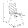 Scaun living/sufragerie Halmar K282, cadru lemn/metal, spatar matlasat, stil scandinav, 56x44x93x48cm, textil, gri