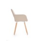 Scaun tapitat tip fotoliu, pentru living/sufragerie, stil scandinav, picioare lemn, material textil, bej Scaun tapitat tip fotoliu, pentru living/sufragerie, stil scandinav, picioare lemn, material textil, bej