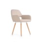 Scaun tapitat tip fotoliu, pentru living/sufragerie, stil scandinav, picioare lemn, material textil, bej Scaun tapitat tip fotoliu, pentru living/sufragerie, stil scandinav, picioare lemn, material textil, bej