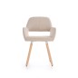 Scaun tapitat tip fotoliu, pentru living/sufragerie, stil scandinav, picioare lemn, material textil, bej Scaun tapitat tip fotoliu, pentru living/sufragerie, stil scandinav, picioare lemn, material textil, bej