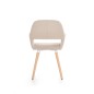 Scaun tapitat tip fotoliu, pentru living/sufragerie, stil scandinav, picioare lemn, material textil, bej Scaun tapitat tip fotoliu, pentru living/sufragerie, stil scandinav, picioare lemn, material textil, bej