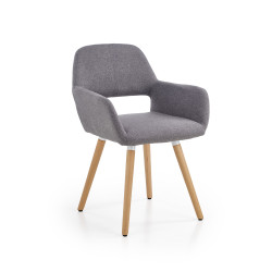 Scaun living/sufragerie Halmar K283, cadru lemn/metal,  stil scandinav, 56x56x80x48cm, textil, gri