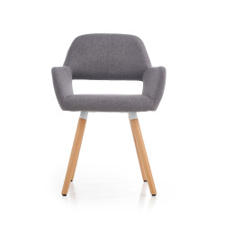 Scaun living/sufragerie Halmar K283, cadru lemn/metal,  stil scandinav, 56x56x80x48cm, textil, gri