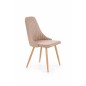 Scaun tapitat pentru living, inaltime 91 cm, material textil bej, picioare fag