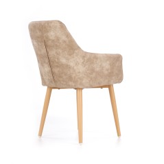 Scaun living/sufragerie Halmar K287, cadru lemn, spatar matlasat, stil scandinav, 58x61x85x50cm, piele, bej