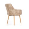 Scaun living/sufragerie Halmar K287, cadru lemn, spatar matlasat, stil scandinav, 58x61x85x50cm, piele, bej