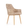 Scaun living/sufragerie Halmar K287, cadru lemn, spatar matlasat, stil scandinav, 58x61x85x50cm, piele, bej