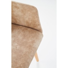 Scaun living/sufragerie Halmar K287, cadru lemn, spatar matlasat, stil scandinav, 58x61x85x50cm, piele, bej