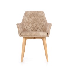 Fotoliu tapitat Velvet Deluxe, pentru living/dining, inaltime 85 cm, tapiterie catifea bej