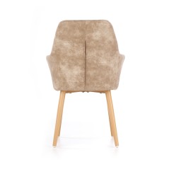 Scaun living/sufragerie Halmar K287, cadru lemn, spatar matlasat, stil scandinav, 58x61x85x50cm, piele, bej