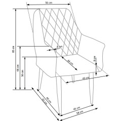 Scaun living/sufragerie Halmar K287, cadru lemn, spatar matlasat, stil scandinav, 58x61x85x50cm, piele, bej