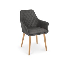 Scaun living/sufragerie Halmar K287, cadru lemn, spatar matlasat, stil scandinav, 58x61x85x50cm, piele, maro