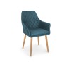 Scaun living/sufragerie Halmar K287, cadru lemn, spatar matlasat, stil scandinav, 58x61x85x50cm, piele, albastru