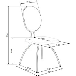 Scaun living/sufragerie Halmar K298, cadru metal,  stil modern, 45x56x98x46cm, piele, gri