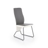 Scaun living/sufragerie Halmar K300, cadru metal,  stil modern, 45x57x96x46cm, piele, alb/gri