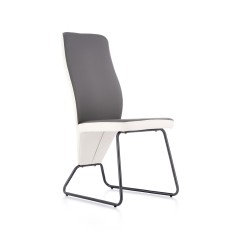 Scaun living/sufragerie Halmar K300, cadru metal,  stil modern, 45x57x96x46cm, piele, alb/gri