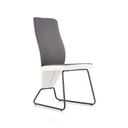 Scaun living/sufragerie Halmar K300, cadru metal,  stil modern, 45x57x96x46cm, piele, alb/gri