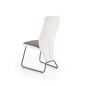 Scaun modern cu cadru metalic, tapiterie piele ecologica, sezut 43x44x5 cm, alb/gri