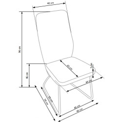 Scaun living/sufragerie Halmar K300, cadru metal,  stil modern, 45x57x96x46cm, piele, alb/gri
