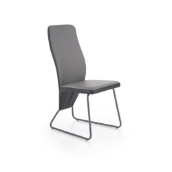 Scaun living/sufragerie Halmar K300, cadru metal,  stil modern, 45x57x96x46cm, piele, negru/gri