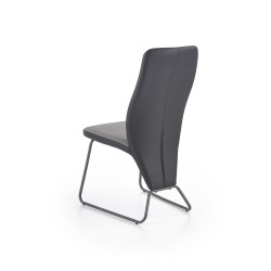 Scaun living/sufragerie Halmar K300, cadru metal,  stil modern, 45x57x96x46cm, piele, negru/gri