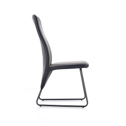 Scaun living/sufragerie Halmar K300, cadru metal,  stil modern, 45x57x96x46cm, piele, negru/gri