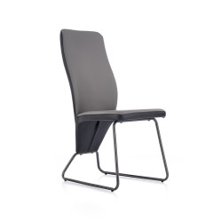 Scaun living/sufragerie Halmar K300, cadru metal,  stil modern, 45x57x96x46cm, piele, negru/gri