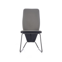 Scaun living/sufragerie Halmar K300, cadru metal,  stil modern, 45x57x96x46cm, piele, negru/gri