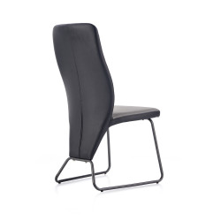 Scaun living/sufragerie Halmar K300, cadru metal,  stil modern, 45x57x96x46cm, piele, negru/gri