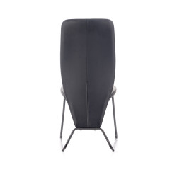 Scaun living/sufragerie Halmar K300, cadru metal,  stil modern, 45x57x96x46cm, piele, negru/gri