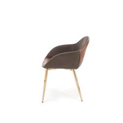 Scaun living/sufragerie Halmar K304, cadru metal,  stil modern, 57x59x81x47cm, piele, maro