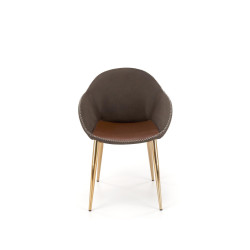 Scaun living/sufragerie Halmar K304, cadru metal,  stil modern, 57x59x81x47cm, piele, maro