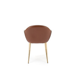 Scaun living/sufragerie Halmar K304, cadru metal,  stil modern, 57x59x81x47cm, piele, maro