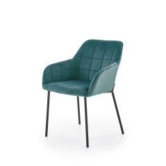 Scaun living/sufragerie Halmar K305, cadru metal, spatar matlasat, stil modern, 58x57x80x46cm, piele, verde