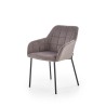 Scaun living/sufragerie Halmar K305, cadru metal, spatar matlasat, stil modern, 58x57x80x46cm, piele, gri