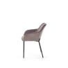 Scaun living/sufragerie Halmar K305, cadru metal, spatar matlasat, stil modern, 58x57x80x46cm, piele, gri