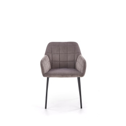 Scaun living/sufragerie Halmar K305, cadru metal, spatar matlasat, stil modern, 58x57x80x46cm, piele, gri