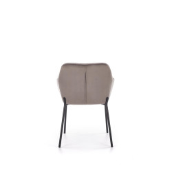 Scaun living/sufragerie Halmar K305, cadru metal, spatar matlasat, stil modern, 58x57x80x46cm, piele, gri