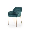 Scaun living/sufragerie Halmar K306, cadru metal, spatar matlasat, stil modern, 58x57x80x46cm, piele, verde
