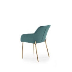 Scaun living/sufragerie Halmar K306, cadru metal, spatar matlasat, stil modern, 58x57x80x46cm, piele, verde