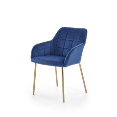 Scaun living/sufragerie Halmar K306, cadru metal, spatar matlasat, stil modern, 58x57x80x46cm, piele, albastru