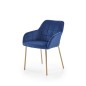 Fotoliu Gold Velvet, cadru metalic, tapiterie catifea, stil glamour, bleumarin