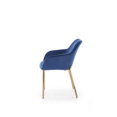 Scaun living/sufragerie Halmar K306, cadru metal, spatar matlasat, stil modern, 58x57x80x46cm, piele, albastru