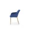 Scaun living/sufragerie Halmar K306, cadru metal, spatar matlasat, stil modern, 58x57x80x46cm, piele, albastru