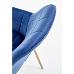 Scaun living/sufragerie Halmar K306, cadru metal, spatar matlasat, stil modern, 58x57x80x46cm, piele, albastru