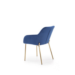 Scaun living/sufragerie Halmar K306, cadru metal, spatar matlasat, stil modern, 58x57x80x46cm, piele, albastru