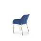 Fotoliu Gold Velvet, cadru metalic, tapiterie catifea, stil glamour, bleumarin