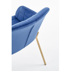 Scaun living/sufragerie Halmar K306, cadru metal, spatar matlasat, stil modern, 58x57x80x46cm, piele, albastru