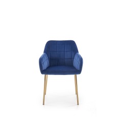 Fotoliu Gold Velvet, cadru metalic, tapiterie catifea, stil glamour, bleumarin