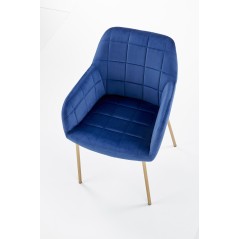 Scaun living/sufragerie Halmar K306, cadru metal, spatar matlasat, stil modern, 58x57x80x46cm, piele, albastru
